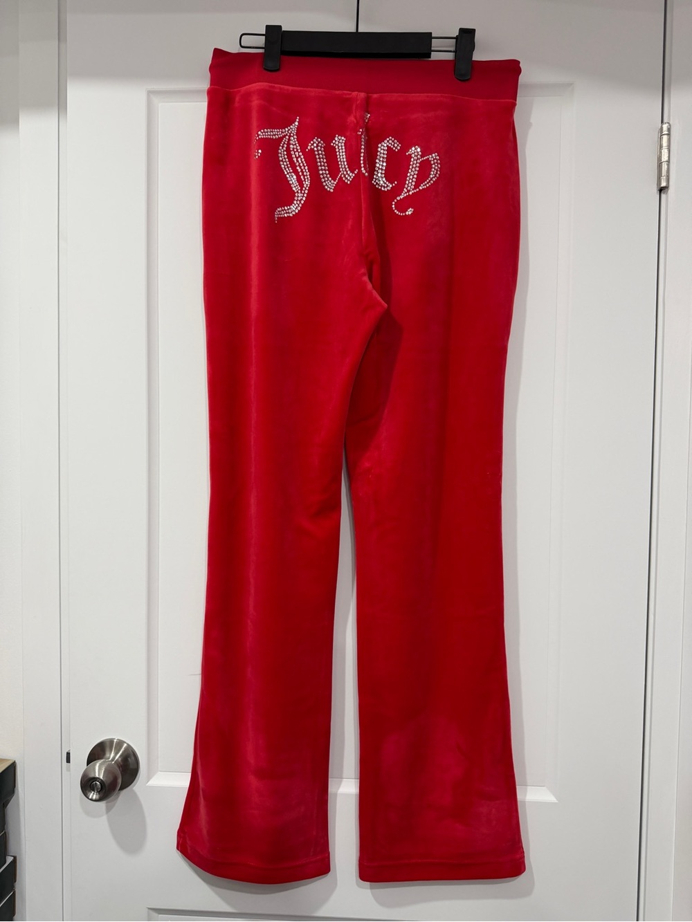 Juicy Couture Bright Red Velour Wide-Leg Joggers